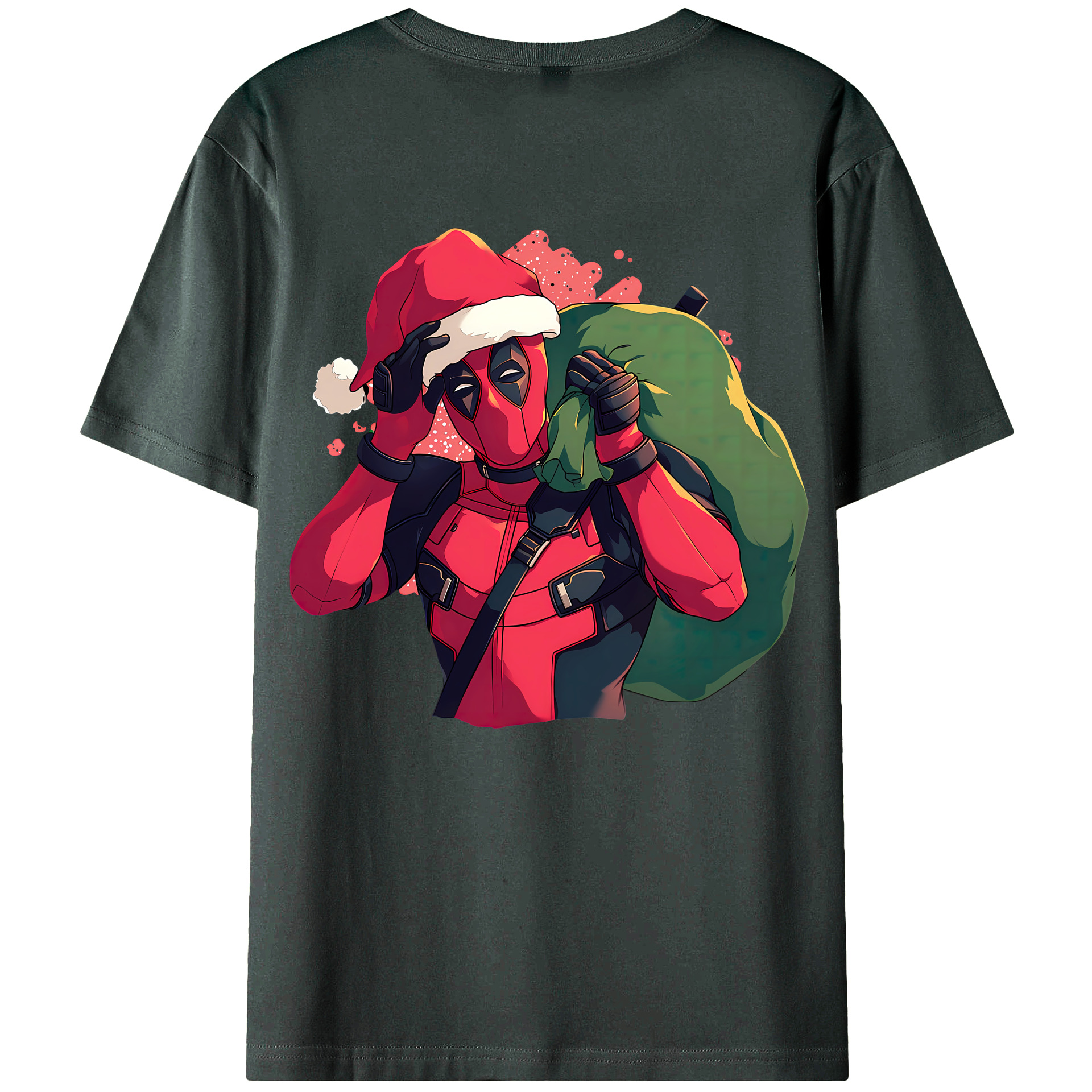 （画像用） Deadpool デッドプール 綿100％ メンズ半袖Tシャツ（バックプリント） 通気性